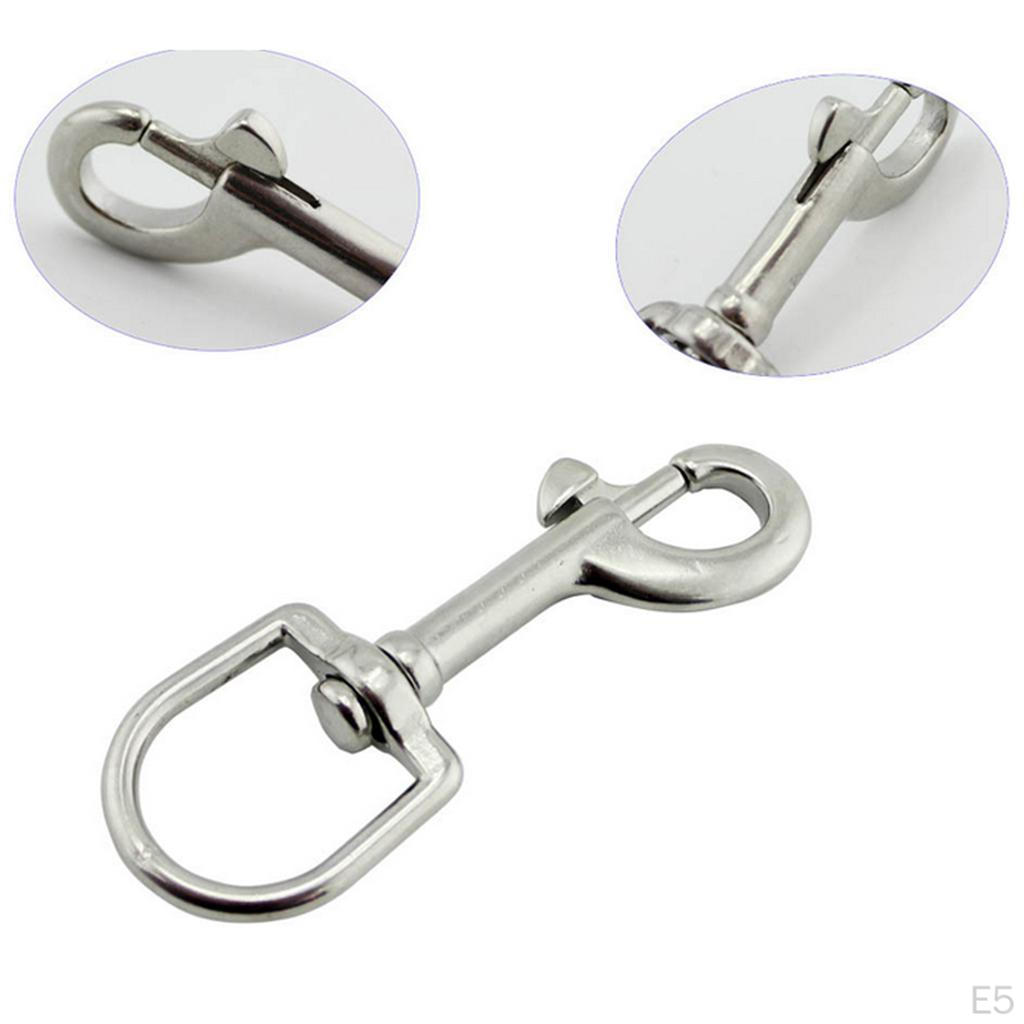 Single Ended Snap Bolt Clip Buckle & Large Swivel 16 Stainless for Underwater Diving, Boating,