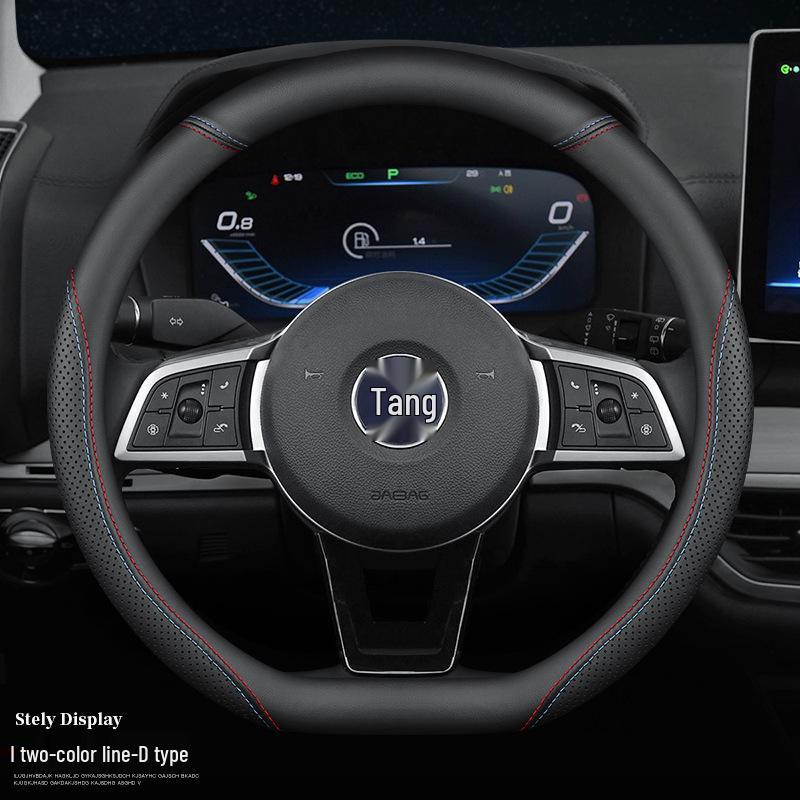 Fits BYD Models: Qin DM-i, Song Pro, Song MAX, Tang, F3e, Rui, E5, Yuan, S7, Han, S6 - Genuine Leather Steering Wheel Cover