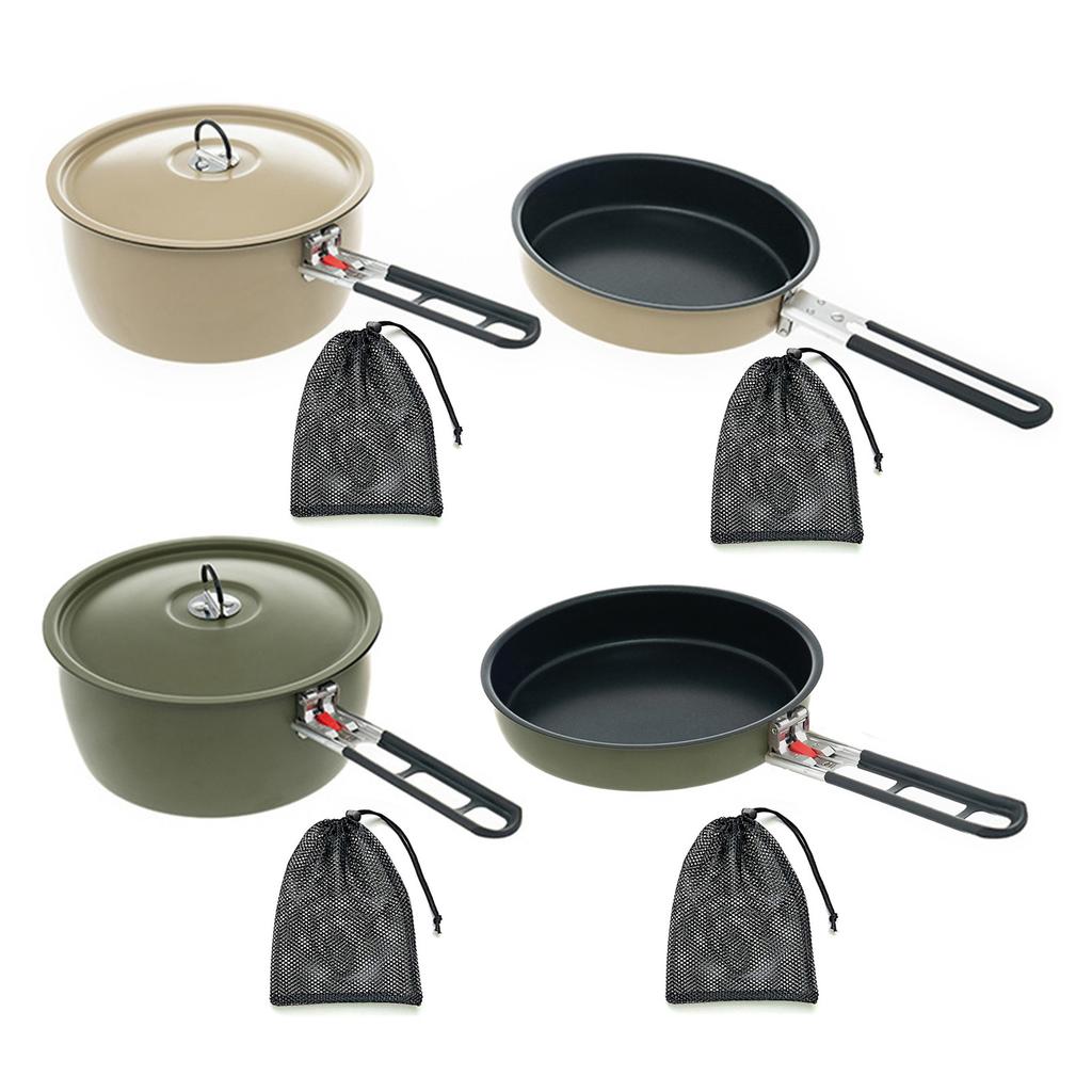 Faltbarer Griff Kochtopf Antihaftbeschichtet Camping Pfanne Outdoor Energiesparend Schnellheiztopf für Wandern Picknick