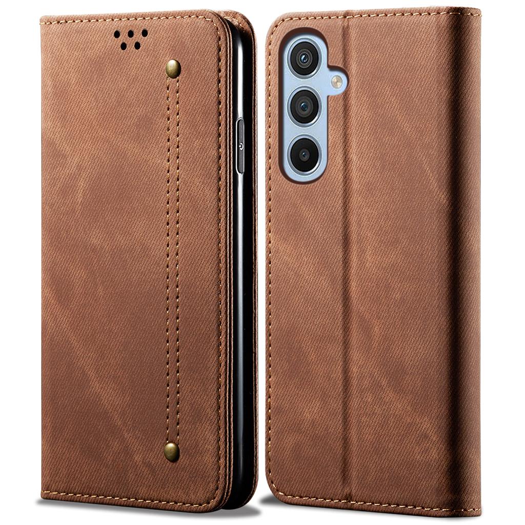 Pentru Samsung Galaxy S25+ Husă Textură Pânză Jeans Anti-Zgârieturi Piele Suport Husă Telefon