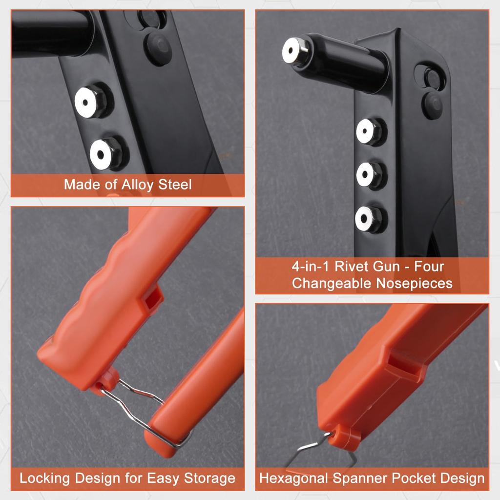 GOLD DEER Handnietzange Handniet 100 4 Austauschbare Nietzange Nietmutter Handblindnietwerkzeug Blindniet Nietmutter Popniet Entfernung für Zuhause