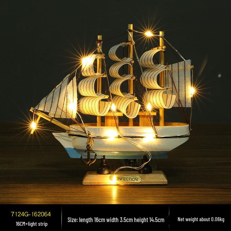 Wooden Pirate Ship Model: Small Boat Ornament for Office or Room Decoration