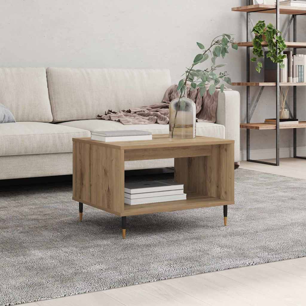 Artisan Oak Coffee Table 60 X 50 X 40 Cm Wood Based Material