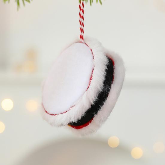 Christmas Drum Hanging Ornament for Tree Decoration Plush Fabric Texture Classic Red Green Colors