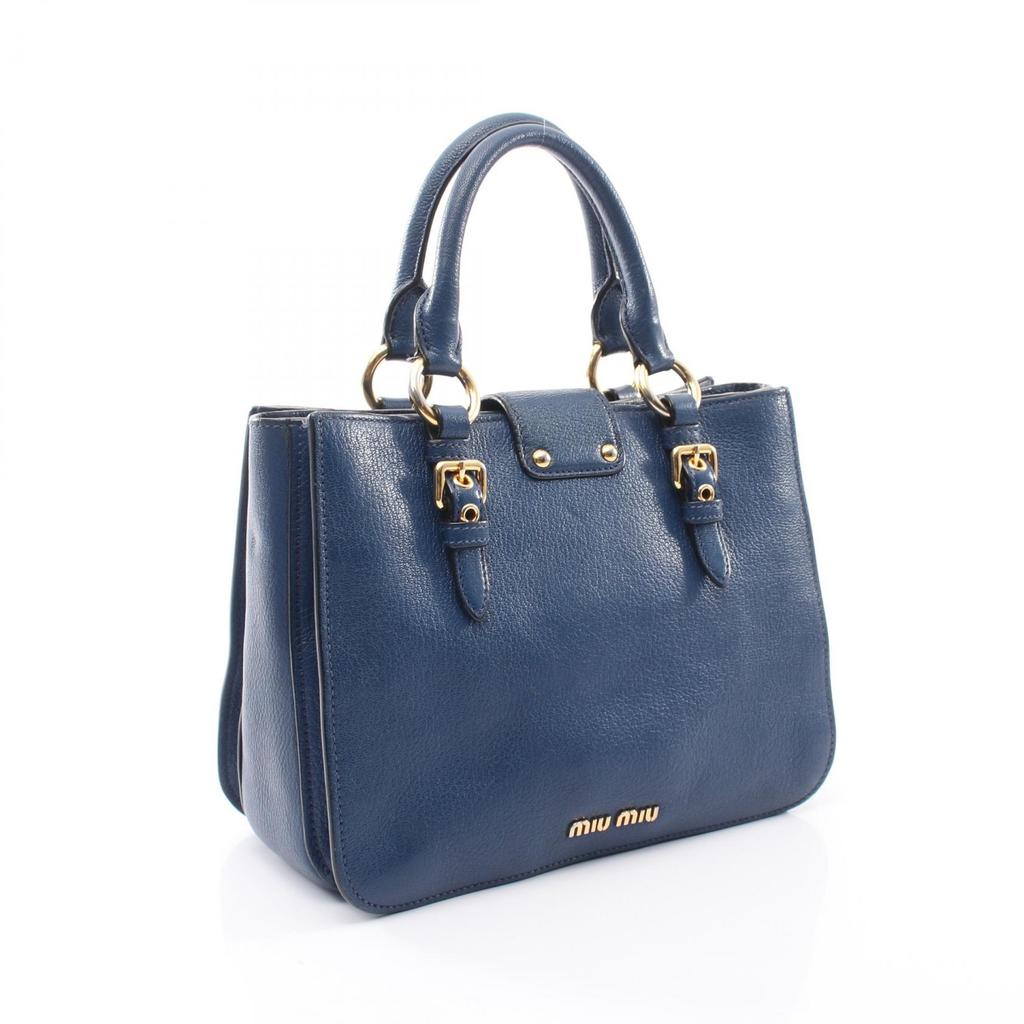 Used Miu Miu MADRAS 2WAY Handbag RN0799 leather Blue Used Women