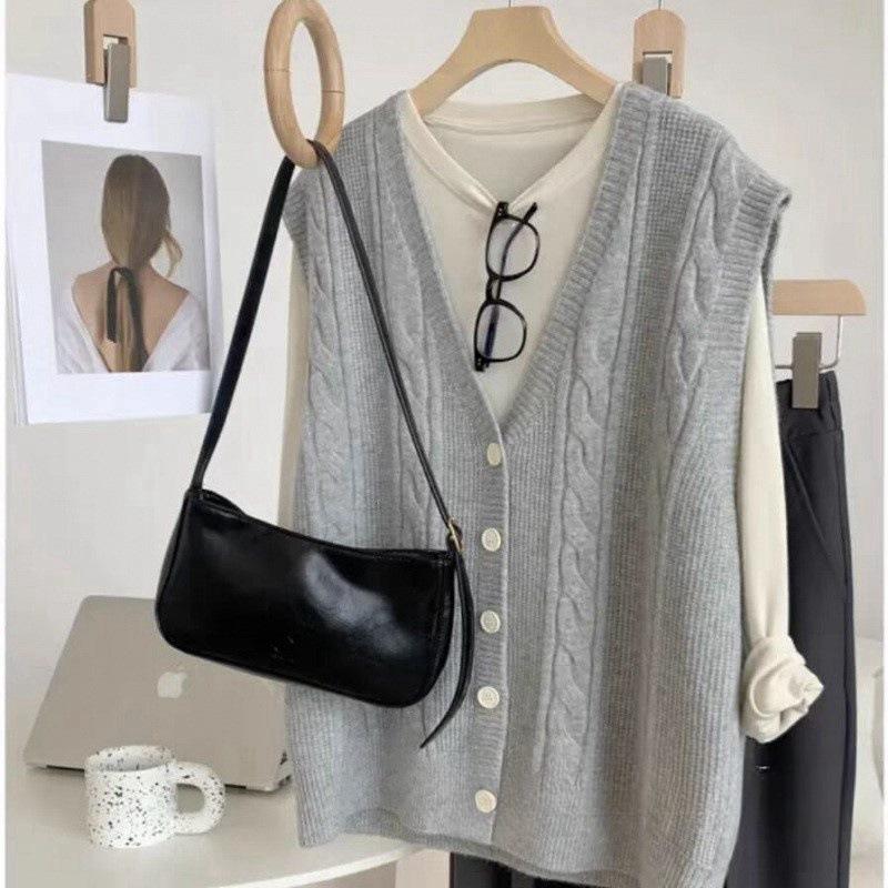 Early Spring Women's Knitted Vest Sleeveless Design Feel External Sweater Tank Top