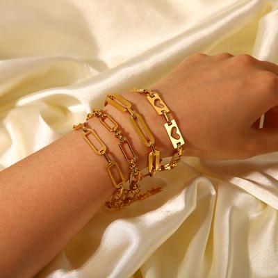 INS Wind Internet Celebrity Same Hollow Chain Cross Buckle Bracelet 18K Gold Stainless Steel Handmade Chain Jewelry
