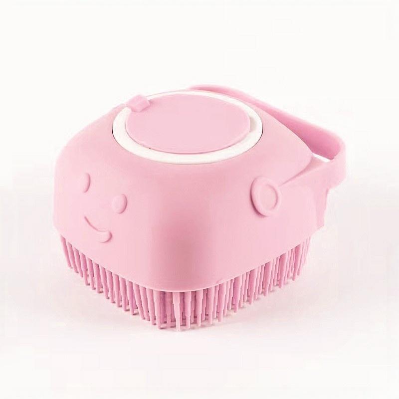 

Pet Bath Massage Brush Puppy Dog Cat Grooming Cleaning Soft рожевий
