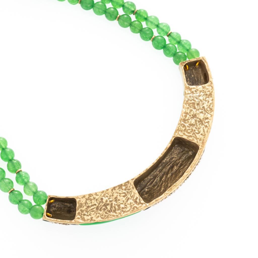 Middle East Live Broadcast High-End Niche Design, Copper Alloy Gold-Plated Diamond Emerald Necklace Jewelry