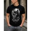 Men's Black Short Sleeve T-shirt with Lone Wolf Graphic, Crew Neck, Soft Cotton Feel, Relaxed Fit, Ideal for Casual Daily Wear or Outdoor Adventures