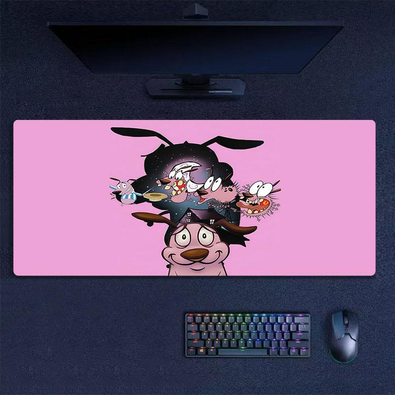Courage the Cowardly Dog Mouse Pad, Large Gaming Desk Mat, Non-slip XXL Mousepad for Laptop & Tablet, Mini PC Playmat with Stitched Edges