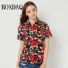 Summer Shirts Fashion Floral Print Button Shirt For Women Elegant Casual Vintage For Women Plus Size Lapel Short-Sleeve Blouses