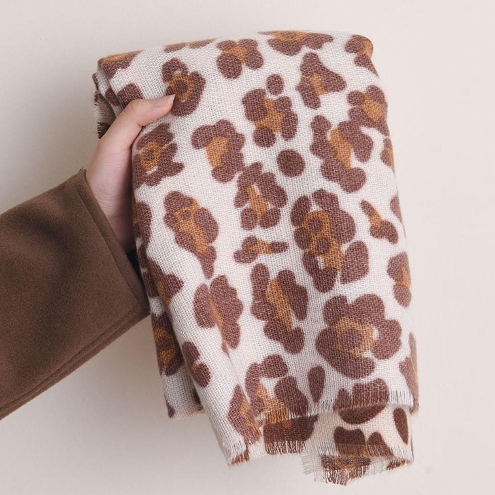 Tassel Leopard Print Scarf Plush Long Cashmere Shawl Classic Luxury Pashmina Scar  Women/Men