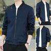 Men Baseball Coat Stand Collar Long Sleeve Zipper Placket Casual Outwear with Pockets Loose Fit Work Gym Jacket