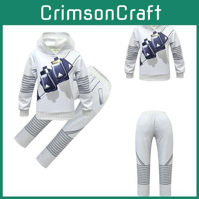 DJ Marshmallow Cosplay-kostyme for barn, mykt og komfortabelt hettegenser-bukse-maske-sett