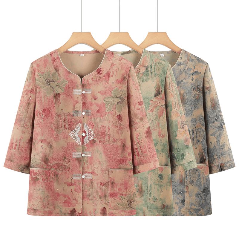 Yuzhaolin Women s New Chinese Style Printed Top XL