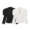 Giacca Blazer da Donna Slim Fit Sartoriale Stile Streetwear Autunno 2025 Manica Lunga Bianco Nero Collo Alto