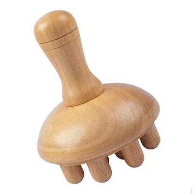 Wood Mushroom Shape Manual Massage Tool, 12 Heads, Acupressure for Neck Arms