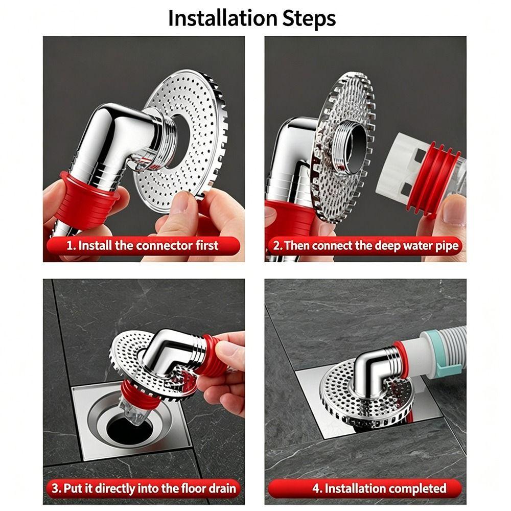 Plastic Floor Drain Tee Connector Anti-Odor Multi Functional Sewer Drain Connector Quick Installation