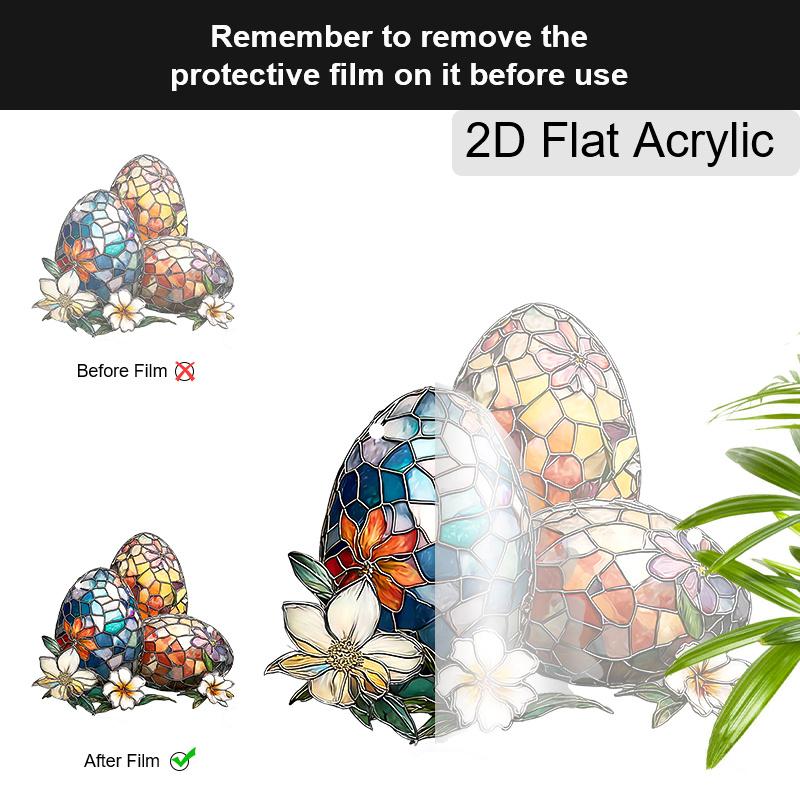 Acrylic Easter Eggs with Flowers Suncatcher Stained Glass Effect Window Hanging Ornament Easter Lover Gifts
