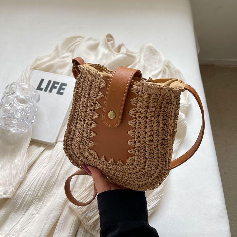 

French Woven Straw Woven Bag Women s Summer 2025 New Arrival Popular Hot-Selling Product Mobile Phone Bag Seaside Vacation Beach Messenger Bag