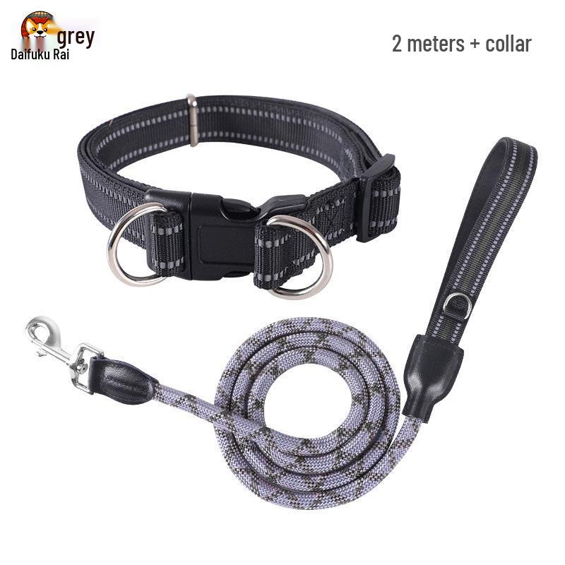 2m Anti-Shock Dog Leash with Collar for Medium & Large Breeds - Golden Retriever & Teddy Training Rope