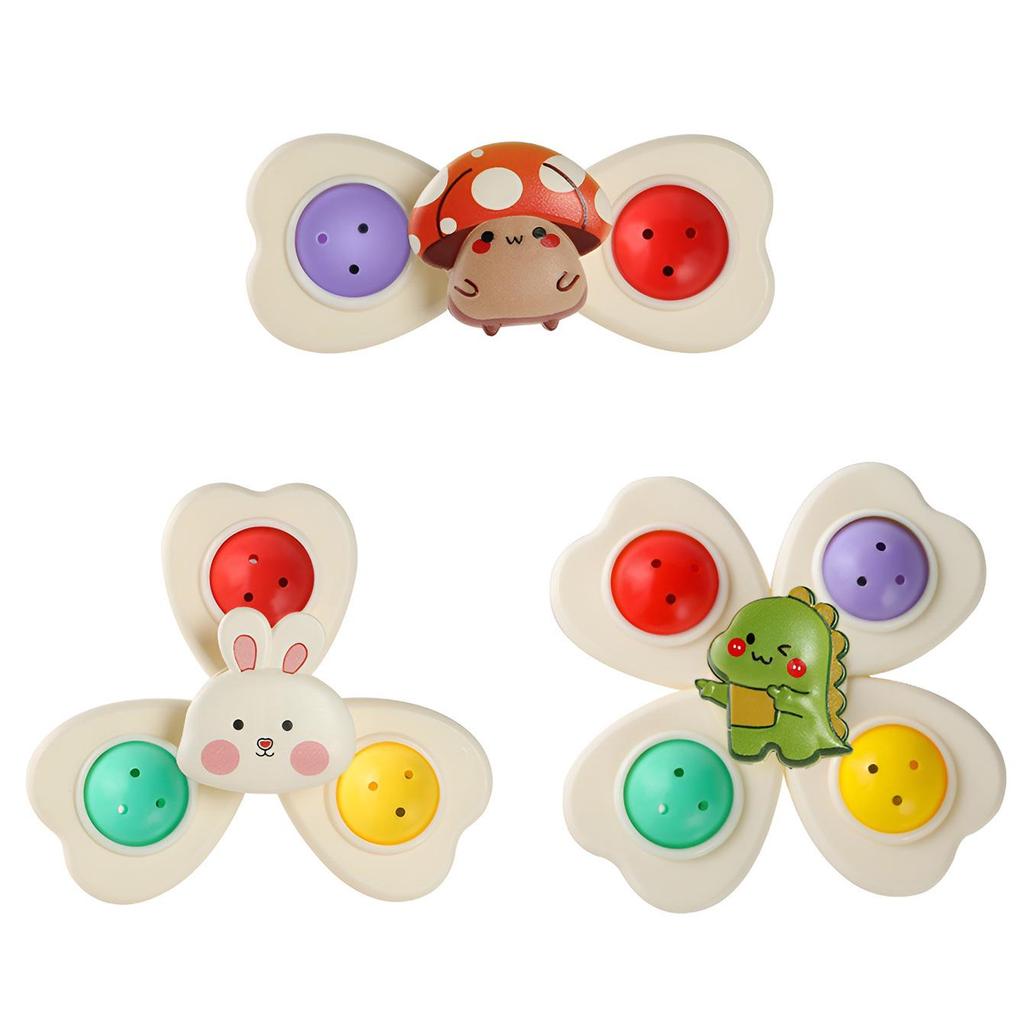 Popular Baby Cartoon Suction Cup Rotating Toy: Soothing Push Car Gyroscope for Dining Table or Chair