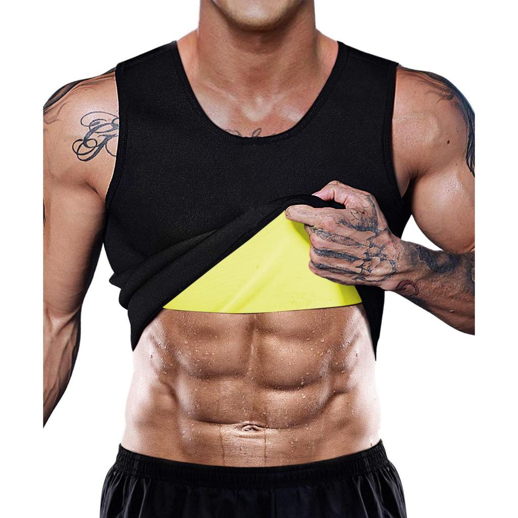 Men Sauna Suit Sweat Vest Waist Trainer Body Shaper Compression Shirt Workout Tank Tops Tummy Control Slimming Shapewear Fitness Undershirts