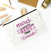 French Print Makeup Bag Women Travel Cosmetic Bag School Pencil Bags Teacher's Day Graduate Gift for Atsem Maitresse Maitre Avs