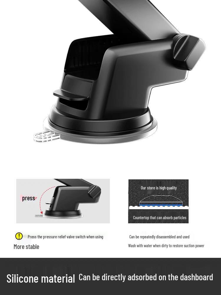 Adjustable Car Phone Holder with Suction Cup Base for Dashboard and Glass