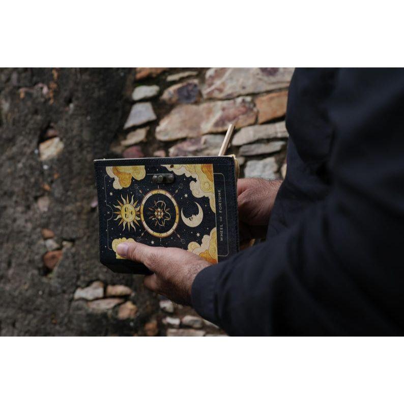 New Sun & moon Handmade leather journal Deckle edge paper, Blank spell book of shadows journal, gift for him traveling book