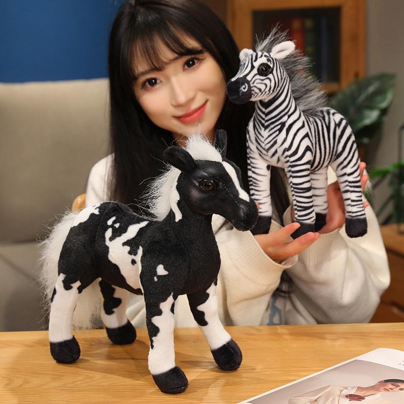 Simulation Horse Series Plush Toy Lifelike Zebra Ferghana Horse Plush Toys for Birthday Ornament