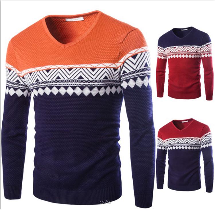 Mens Casual Long Sleeve Sweater Round Neck Knitted Sweatshirt Winter Pullover
