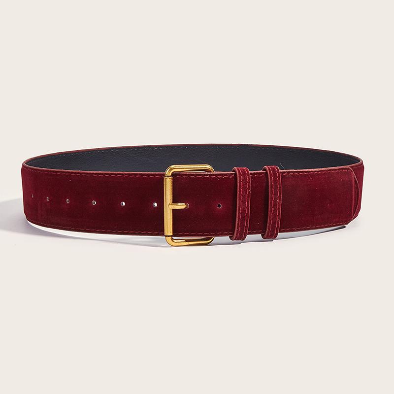 Women Fashion Luxury Design Suede Leather Wide Belt Casual Pin Buckle Waistband Business Waist Strap All-Match Clothes Decor