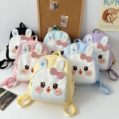 Schoolbag New Children's Backpack, Cute Cartoon Rabbit Large Capacity Kindergarten Burden Reduction Canvas Mini Backpack