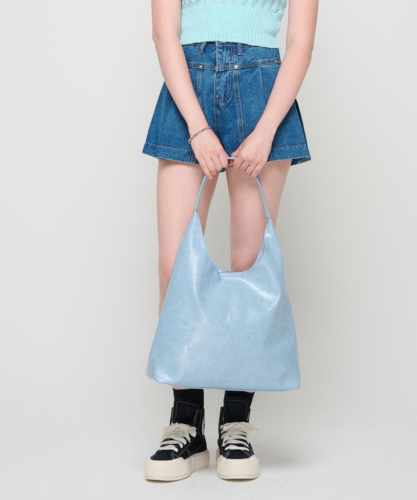 Roidesrois Leather Shoulder Hobo Bag (Sky Blue)