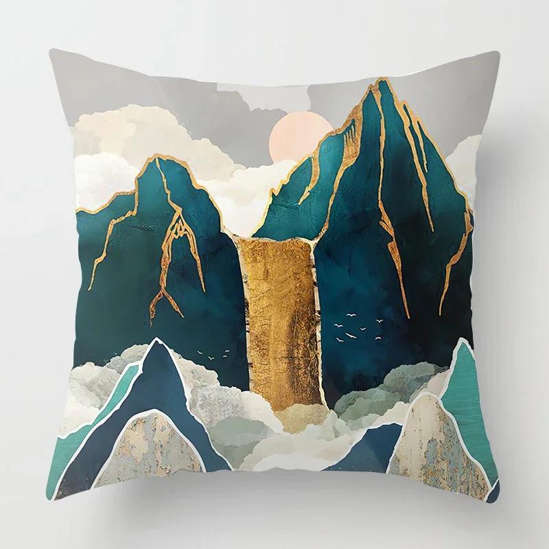 

Nordic Mountains Moon Sunrise Metal Painting Pillowcase Sofa Decoration Cushion Cover 40*40 Home Decoration Cushion Cover 60*60 12x12Inch