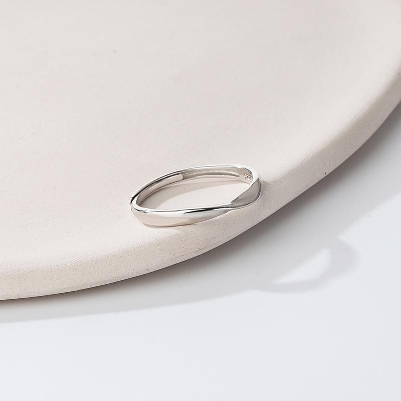 S925 Sterling Silver Möbius Strip Couple Rings: Unisex Open Design