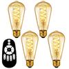 ANWIO LED Light Bulbs, Set of 4, Edison Lamp Type, E26 Base, 300LM, 4.5W (Equivalent To 20W), with Remote Control, Filament Bulb, Remote Operation
