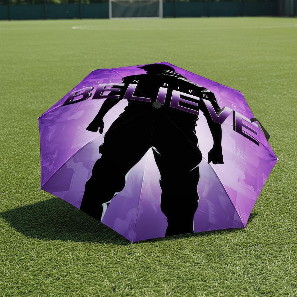 

1 PC Automatic Folding Umbrella-Justin Drew Bieber Pattern, Portable & Foldable Design with 8 Ribs, Christmas Birthday Gifts