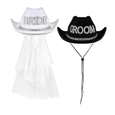 Blingbling Diamond Bride Hat Cowgirl Hat for Bachelorette Party Stage Shows