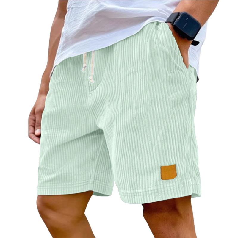 Pantaloncini da uomo in velluto a coste con coulisse - Estivi, Vestibilità ampia, Gamba dritta, Traspiranti, Asciugatura rapida, Casual Sportivi, Cinque pollici