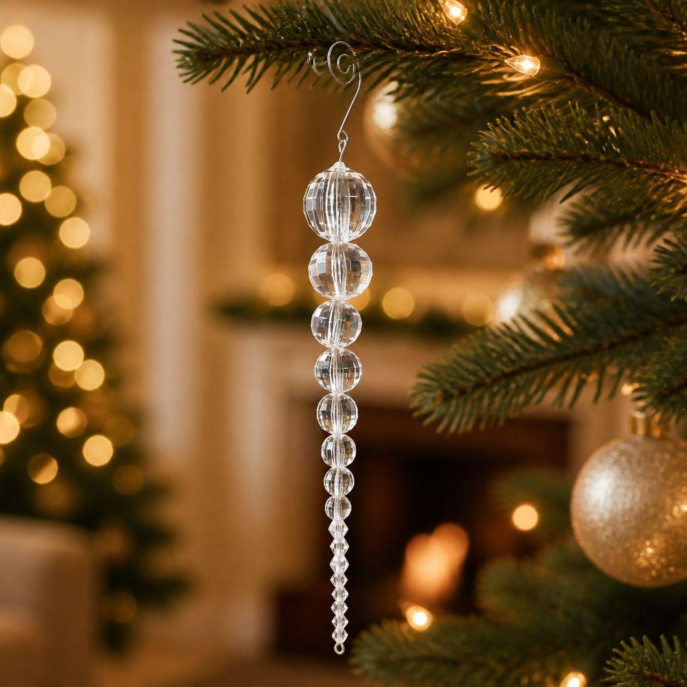 Transparent Christmas Hanging Ornament Beaded Christmas Pendant Holiday Home Decoration