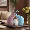 Beautiful Ceramic Elephant Family for Home Decor (Pack of 1,Multi-Coloured)