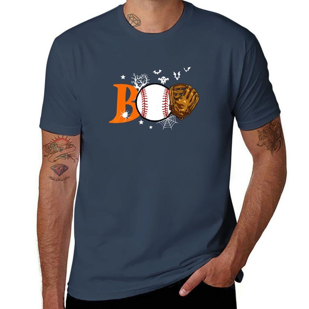 Boo Baseball Halloween Player Catcher Pitcher Spooky Season Tshirt Antipilling Casual Tshirt