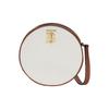 Cube - Half Cube Bag Exclusive Signature Zip Closure Canvas Leather Small Round Crossbody Bag Shoulder Bag Women's Light Brown