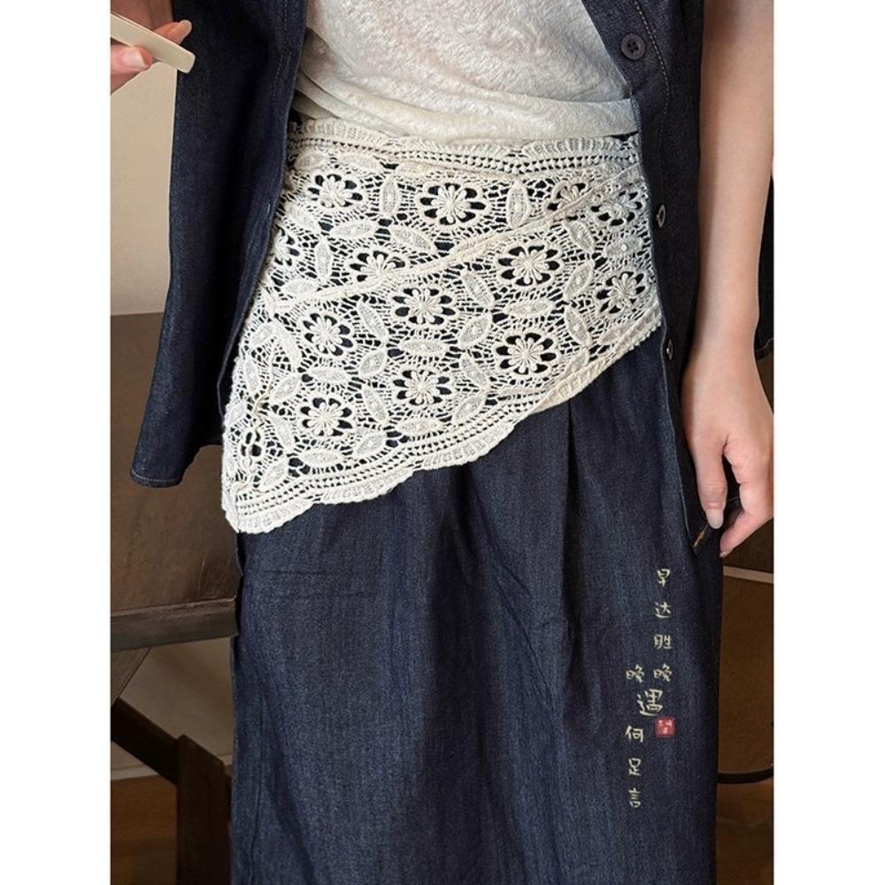 Trendy Lace Trim Fart Curtain Slim Fit Hollowed-out Hip Curtain Pretty Y2K Mini Skirt Summer