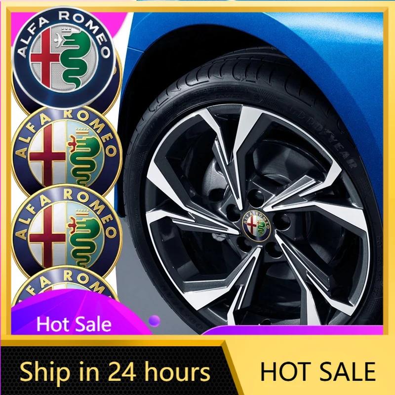 Car Stickers For Alfa Romeo 4PCS Car Wheel Hub Center Cap Emblem Badge Cover For Alfa Romeo 159 147 156 166 Giulietta Giulia Mit
