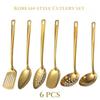 6pcs Korean-style Hot Pot Cutlery Set Stainless Steel Dinnerware Set Home Creative Korean Cutlery Golden Spoons Kitchenware Set