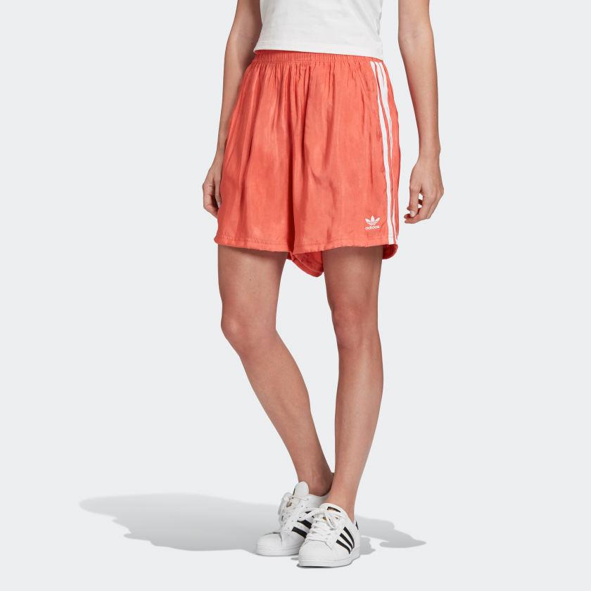 adidas Originals Satin Shorts Three Stripes Sports Shorts Women Shorts Red FM2631